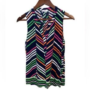 Multicolor with Navy Chevron Sleeveless Blouse Size Large